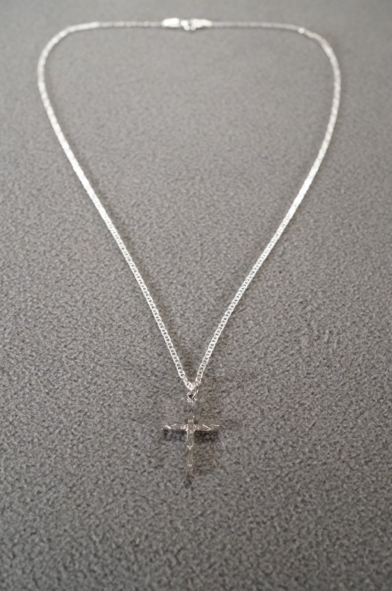 Vintage Sterling Silver Religious Cross Pendant C… - image 1
