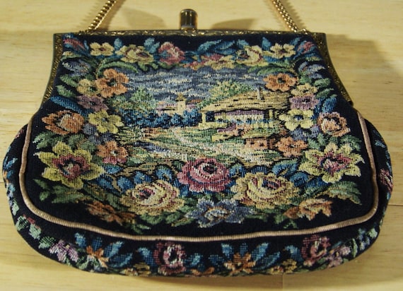 40s Needlepoint Purse - Lucky Vintage