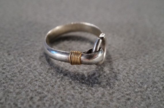 Vintage Sterling Silver 14 K Yellow Gold Band Rin… - image 2