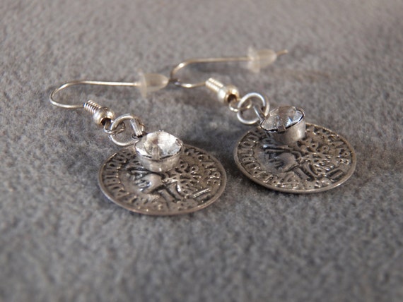 Vintage Sterling Silver Dangle Earrings With Coin… - image 2