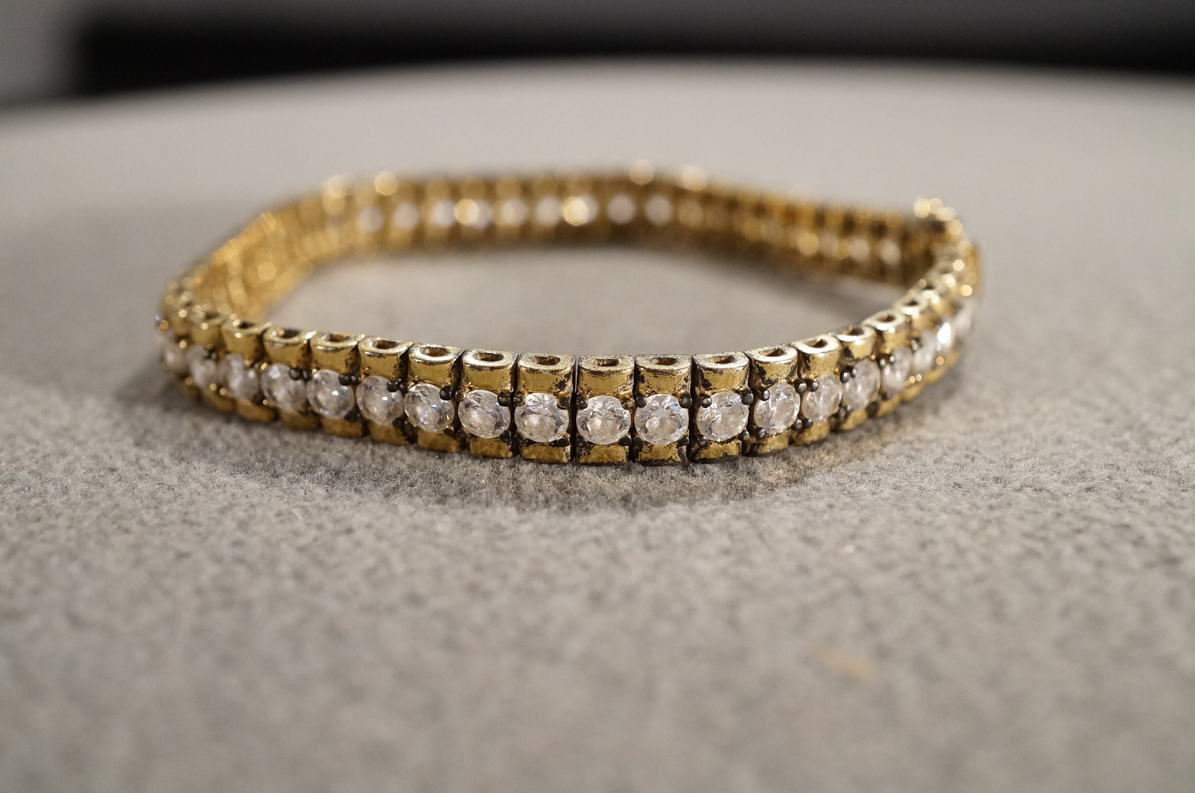 vintage antique bracelet ピアスリング Vintage Sterling Silver Yellow Gold Overlay Tennis Bracelet