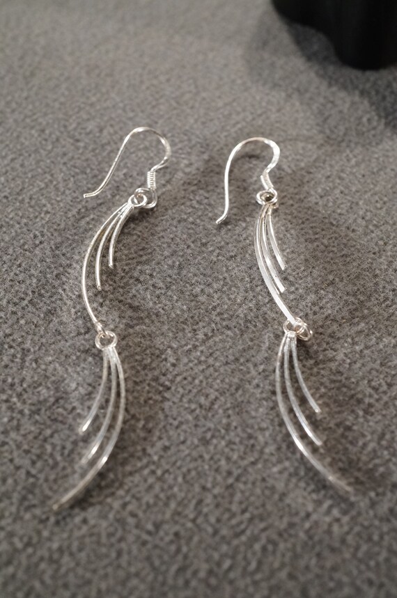 Vintage Sterling Silver Dangle Drop Pierced Earrin