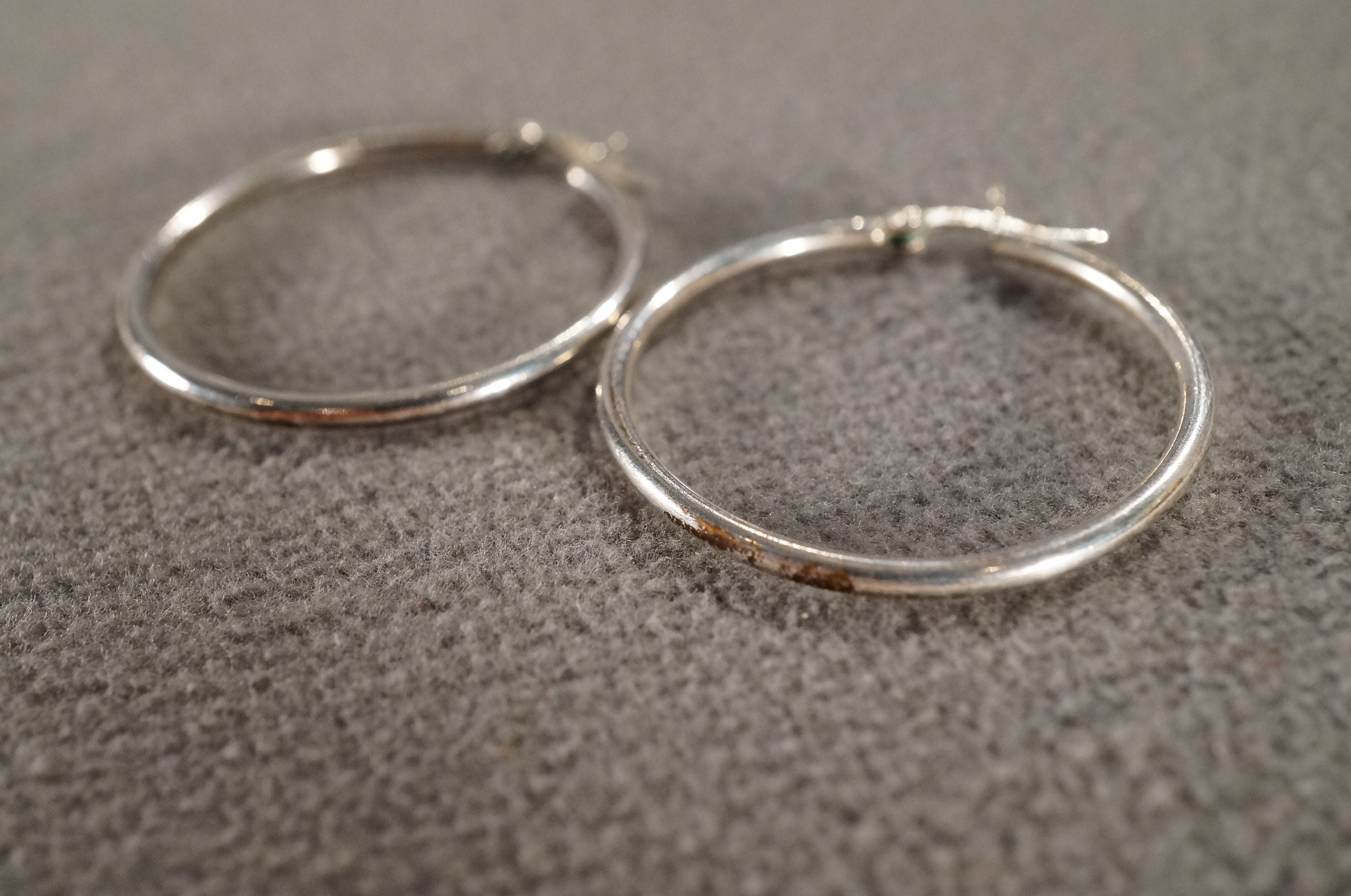 Vintage Sterling Silver Pierced Earrings, Round Design, Bold Hoop