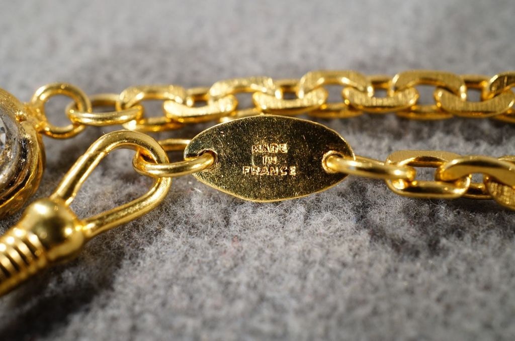 Vintage Authentic Designer Signed Chanel Paris Gold Tone Curb