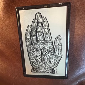 May include: A black and white illustration of a hand with various lines and labels indicating different aspects of palmistry. The text includes "Chart of the Hand" and "Sivartha".