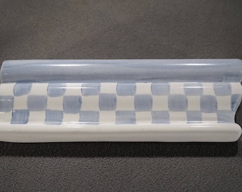 Vintage Authentic Signed Mackenzie Childs Multi Colored Hand Painted Art Pottery Ceramic Wall Decor Tile Plaque Molding Whimsical Design