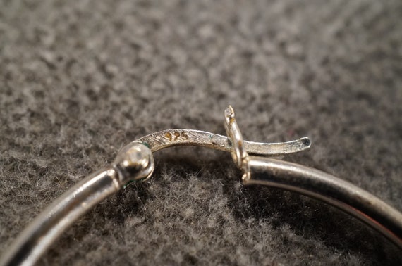 Vintage Sterling Silver Pierced Earrings, Round Design, Bold Hoop
