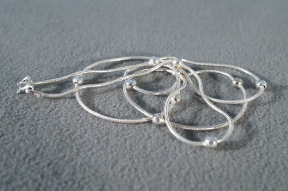 Vintage Italian Woven Snake Link Multi Round Bead… - image 1