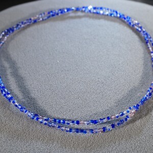 Vintage Shades Blue Pink Purple Round Bohemian Glass Czech Bead 48 Inch Necklace