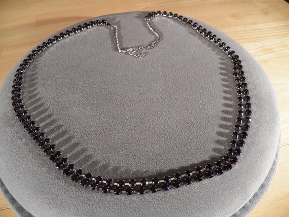 【BLACKPURPLE】Arthur Two-Line Tennis Black Silver Necklace 0.52 CT. T.W. Black Diamond 