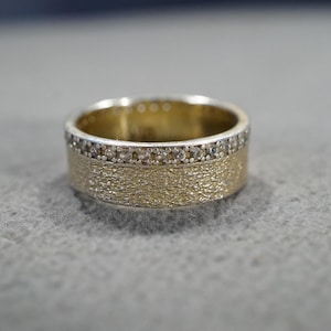 Vintage Wedding Eternity Band Stacker Design Ring Sterling Silver Yellow Gold Overlay Multi Round Diamond Cluster Multi Stone Setting, 8