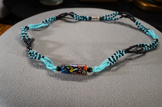Vintage Italian Venetian Murano Millefiori Art Glass 3 Strand 