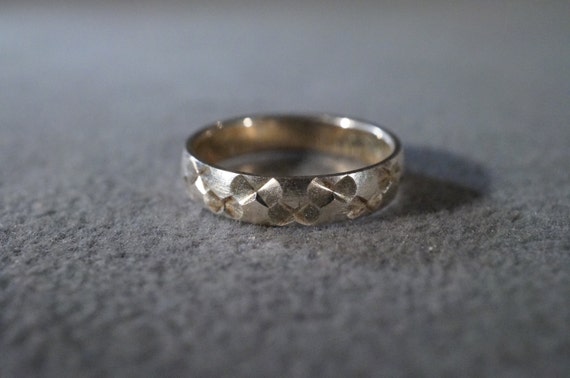 vintage sterling silver band style ring with brus… - image 1