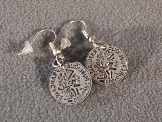 Vintage Sterling Silver Dangle Earrings With Coin… - image 3
