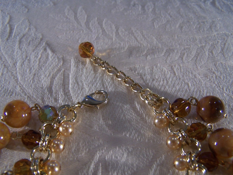 vintage Jaune Or Ton Multi Rond Faux Perle Style Art Déco Multi Rond Aurore Boréale Glas Perle Dangle Charme Style Bracelet image 5