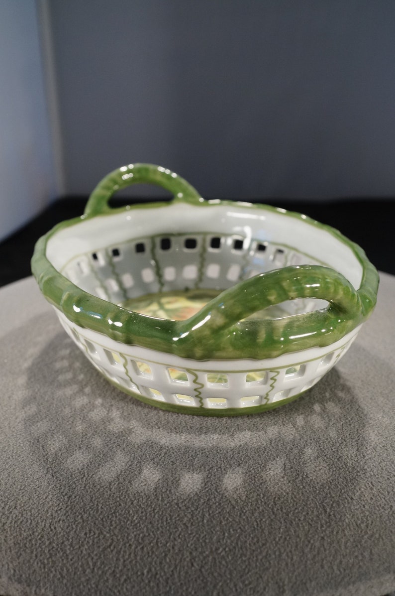 Vintage Ceramic Pottery China Porcelain Bread Basket Etsy