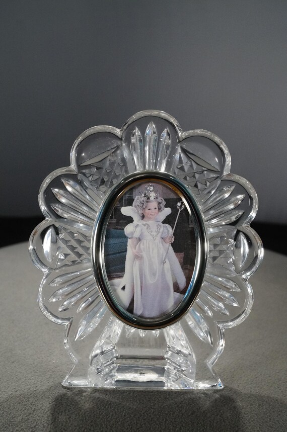 Vintage Waterford Crystal Picture Oval Frame Fancy Etched Cut Design Work Table top Design Classic Collectable Mint Home Decor