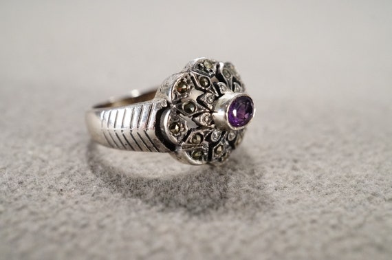 Vintage Sterling Silver Band Ring Multi Round Ova… - image 2