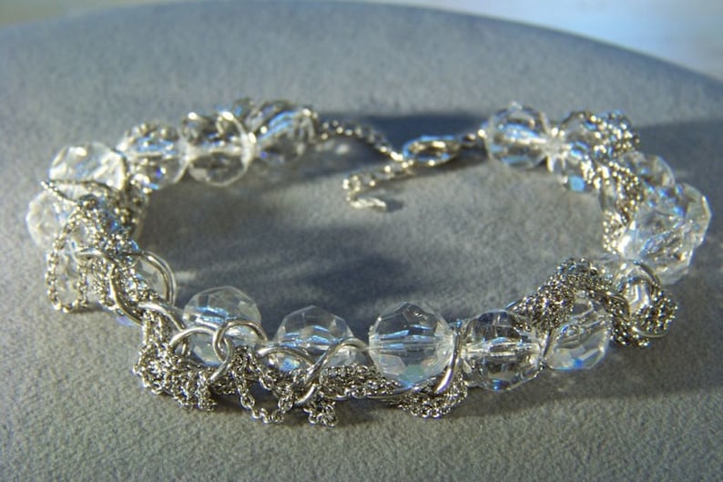 Vintage Multi Round Carved Lucite Bead Fancy Twisted Silver Tone Link Chain Art Deco Style Necklace **RL