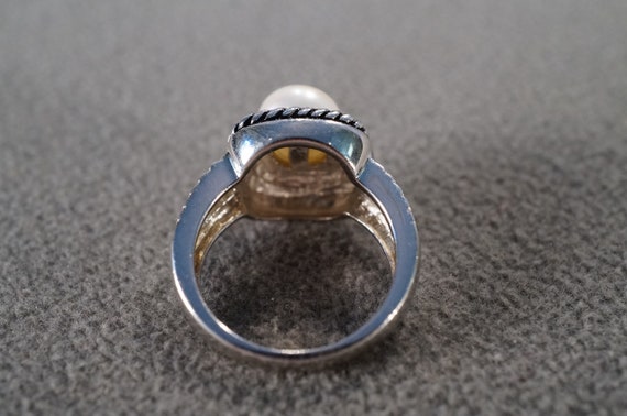 Vintage Sterling Silver Band Ring  Round Bezel Se… - image 4