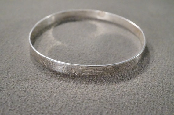 Vintage Sterling Silver Bangle Bracelet Eternity … - image 3