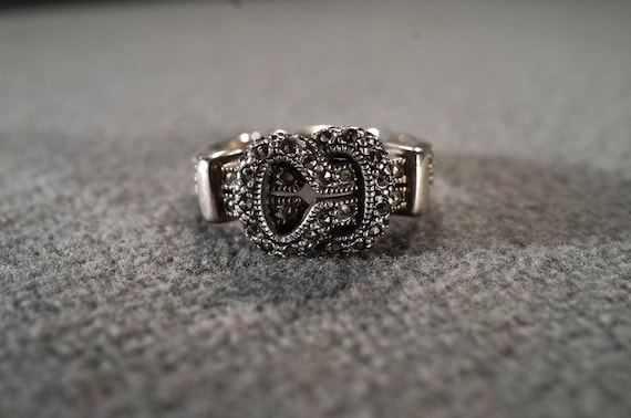 Vintage Sterling Silver Band Ring Multi Round Pro… - image 1