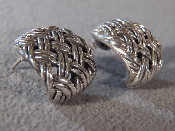 Vintage Sterling Silver Braided Interwoven Bold W… - image 2