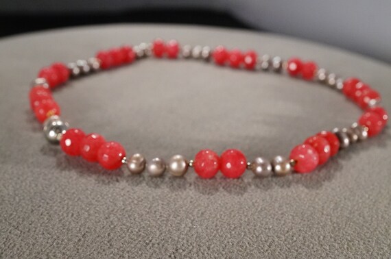 Vintage Sterling Silver Opaque Ruby Multi Round F… - image 4