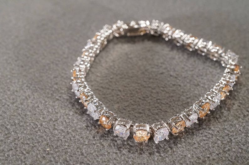 Vintage Sterling Silver Tennis Style Bracelet 29 Round Prong Etsy