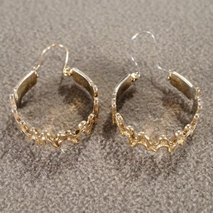 Vintage Sterling Silver Pierced Earrings, Fancy Scrolled Scrolled Design, Bold Thick Hoop Classic collectable Art Deco Style #4001