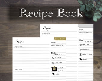 Cook book / Recipe book / Journal / Recipe pages / Grocery list / Shopping list / Meal notes / Refills / Insert: Classic 7 x 9.25 - Disc bou
