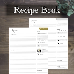 Cook book / Recipe book / Journal / Recipe pages / Grocery list / Shopping list / Meal notes / Refills / Insert: Classic 7 x 9.25 Disc bou image 1