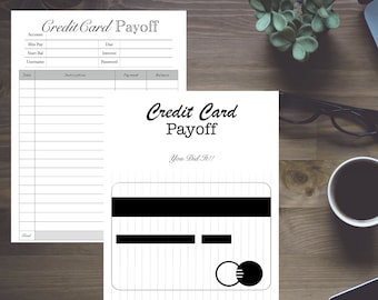 Credit Card Payoff Debt Chart / Tracker Refill / Insert with Account information sheet; Classic 7 x 9.25 - Disc bound PLANNER PRINTABLE