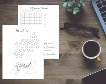 Mood tea / Mood tracker / Bullet Journal / Refill / Insert; Classic 7 x 9.25 - Disc bound Planner PRINTABLE