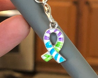 Rare illness SynGAP1 awareness ribbon cell phone CHARM Zebra epilepsy autism neurological disorder mental health disability