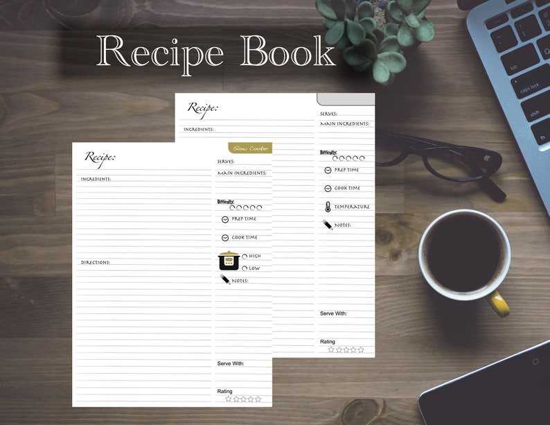 Cook book / Recipe book / Journal / Recipe pages / Grocery list / Shopping list / Meal notes / Refills / Insert: Classic 7 x 9.25 Disc bou image 1