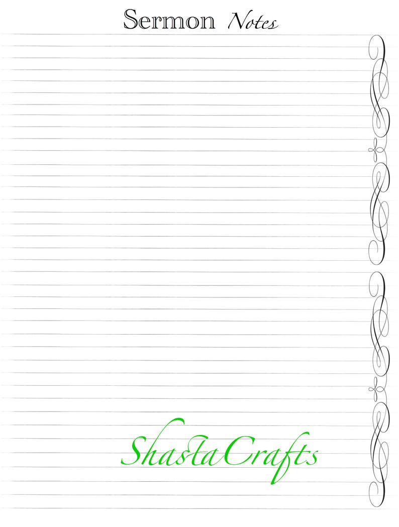 Devotional / Sermon / Bible study / Prayer / Spiritual notes Refills / Insert: Classic 7 x 9.25 Disc bound PLANNER PRINTABLE image 3