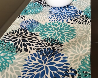 Table Runner- Premier Prints Blooms Blue- Weddings, Showers, Home Decor- Pick a Size or CUSTOM