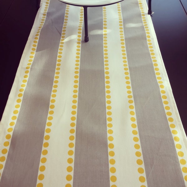 Table Runner- Premier Prints Lulu Twill Storm Yellow Gray Stripe- Weddings, Showers, Home Decor- Pick a Size or CUSTOM