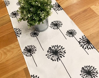 Table Runner- Premier Prints Dandelion Black- Weddings, Showers, Home Decor- Pick a Size or CUSTOM