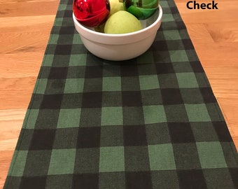 Table Runner- Green/Black Check. Home Decor- Pick a Size or Custom