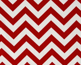 1/2 or 1 fabric by the yard -Home Decor Chevron Fabric -Premier Prints Zig Zag Lipstick White