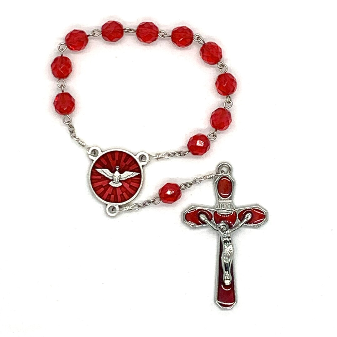 Confirmation Chaplet Gifts of Holy Spirit Red Enamel - Etsy