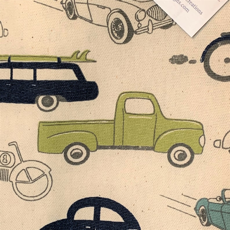 Classic Cars Blue Green Duck Cloth Tote Bag grocery market library