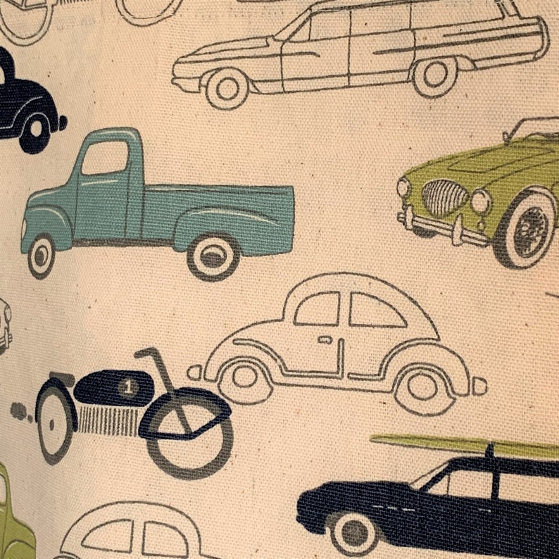 Classic Cars Blue Green Duck Cloth Tote Bag grocery market library