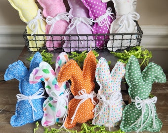 Farmhouse Fabric Easter Bunnies, Rustic Tiered Tray Decor