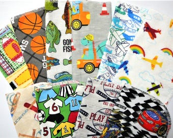 Unpaper Reusable Cotton Napkins / wipes. (Set of 12) - Sports & Vehicles Print