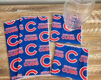 Cubs Baseball cloth napkins/Coasters/Beverage napkins/reusable napkin/Snack, cocktail, Baseball watching napkin, Zero waste/ gift.