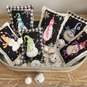 Snowman Farmhouse  mini pillow. Tiered tray decor, Home decor. Bowl filler, Basket filler. Gift