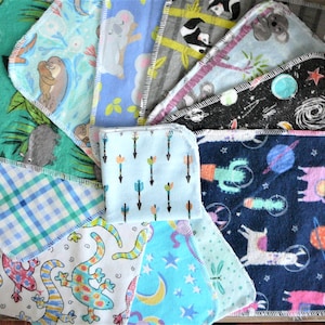 Set of 12 Kids prints cloth lunchbox napkins. 8&quot;x 8&quot;. Reusable cotton napkin/ non-paper towel/  Eco-friendly/ Zero waste.